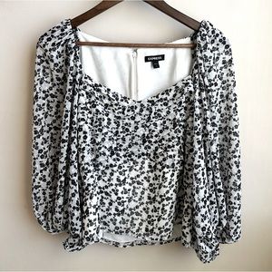 Express Black & White Floral Blouse
